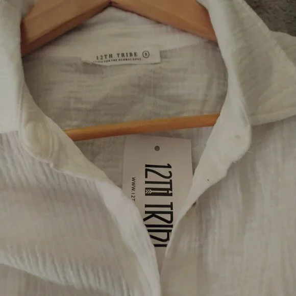 BRAND NEW 12th Tribe Corsica White Button Down Shirt size Small - Picture 4 of 12